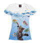 Женская футболка Кот рыболов