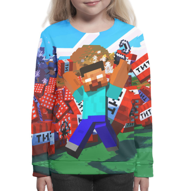 Свитшот для девочек с изображением Minecraft цвета Белый