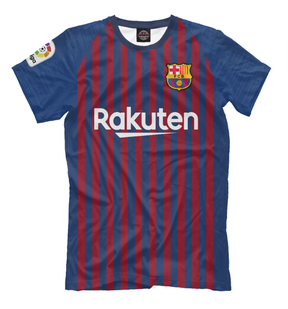 Мужская футболка с изображением Барселона форма новая домашняя 2019 цвета Белый