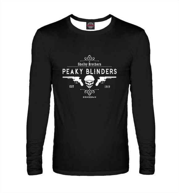 Мужской лонгслив с изображением Острые козырьки цвета Белый