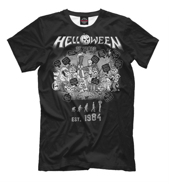 Мужская футболка с изображением Helloween цвета Черный
