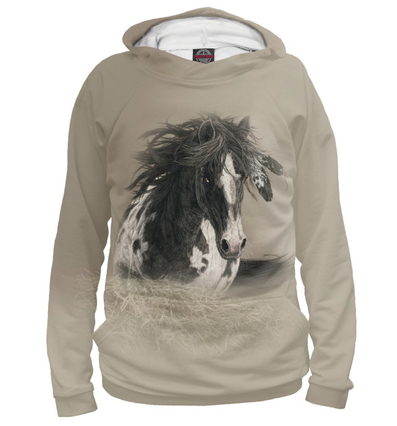 Женское худи с изображением Horse the Beauty цвета Белый