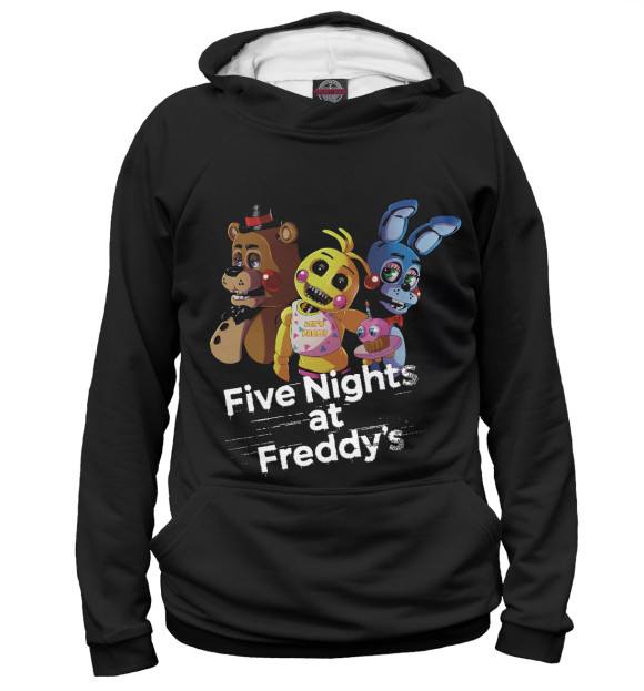 Мужское худи с изображением Five Nights at Freddy's цвета Белый