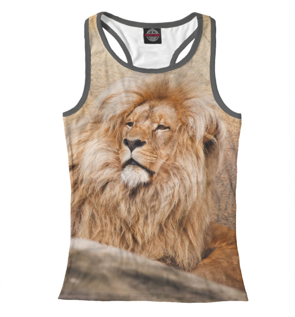 Женская майка-борцовка с изображением Лев цвета Белый