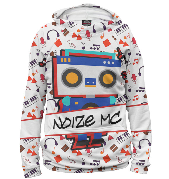Мужское худи с изображением Noize MC цвета Белый
