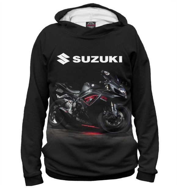 Мужское худи с изображением Suzuki GSX цвета Белый