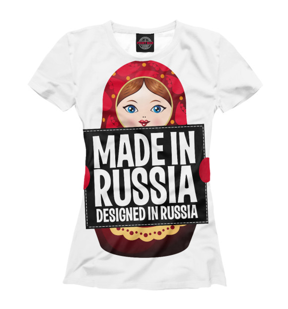 Женская футболка с изображением Матрешка цвета Белый