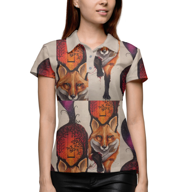 Женское поло с притом Foxy цвета Белый Женское поло с изображением Foxy цвета Белый