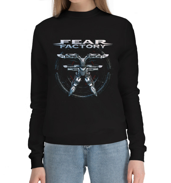 Женский хлопковый свитшот с изображением Fearfactory цвета Черный