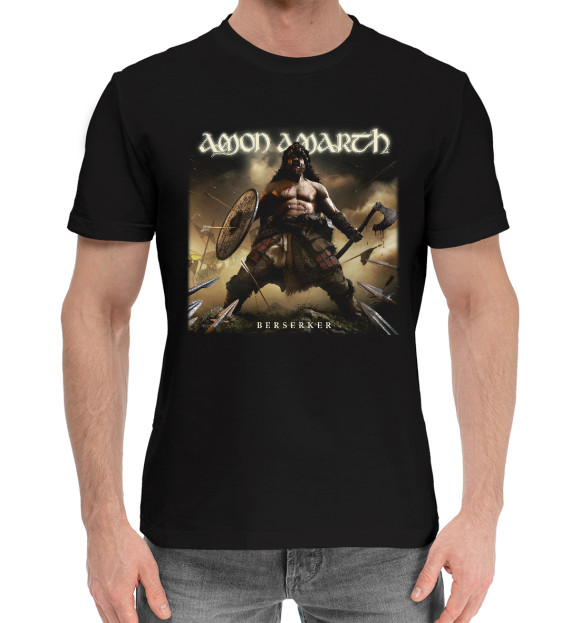 Мужская хлопковая футболка с изображением Amon amarth цвета Черный