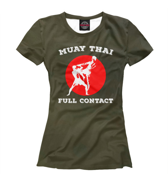 Футболка для девочек с изображением Muay Thai Full Contact цвета Белый