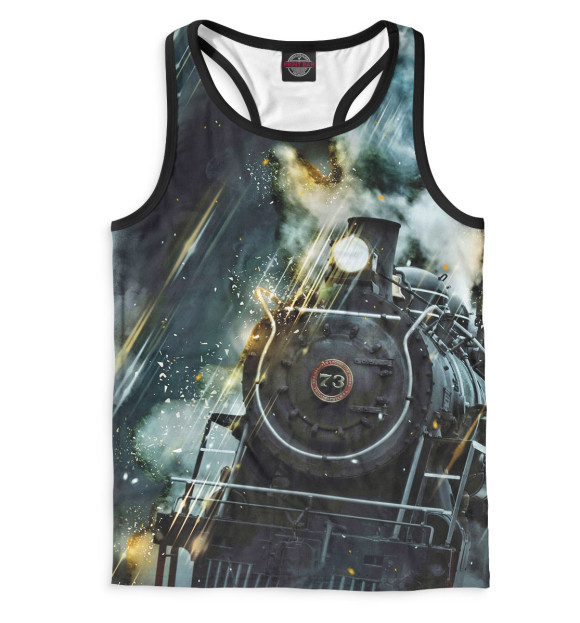 Мужская майка-борцовка с изображением Паровоз цвета Белый