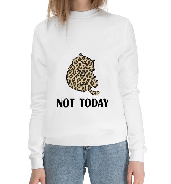 Женский хлопковый свитшот с изображением not today цвета Белый