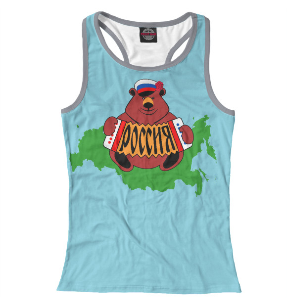 Женская майка-борцовка с изображением Россия цвета Белый