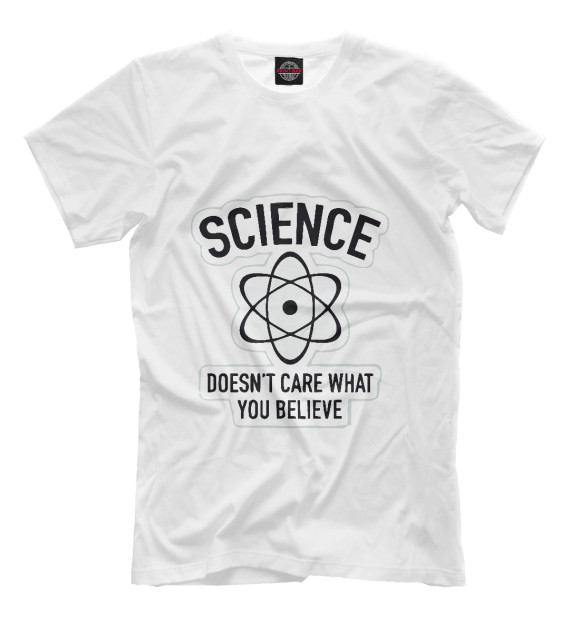 Мужская футболка с изображением Mathematics and physics Science doesnt care цвета Молочно-белый