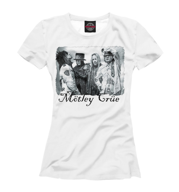 Женская футболка с изображением Motley Crue цвета Белый