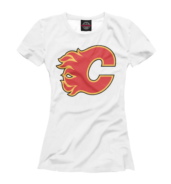 Женская футболка с изображением Calgary Flames цвета Белый