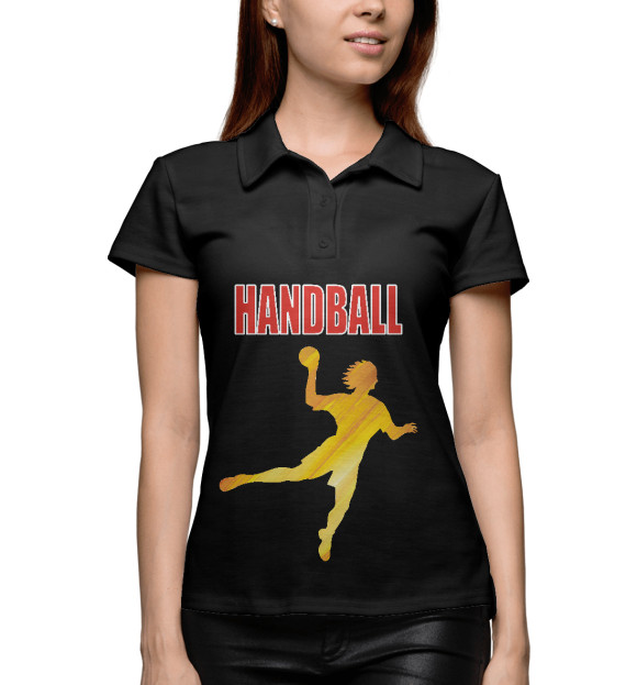 Женское поло с изображением Гандбол цвета Белый