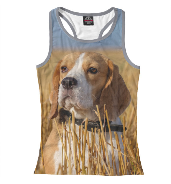 Женская майка-борцовка с изображением Собака цвета Белый