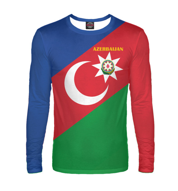 Мужской лонгслив с изображением Azerbaijan - герб и флаг цвета Белый