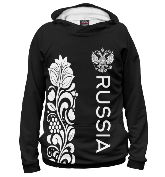 Женское худи с изображением Russia цвета Белый