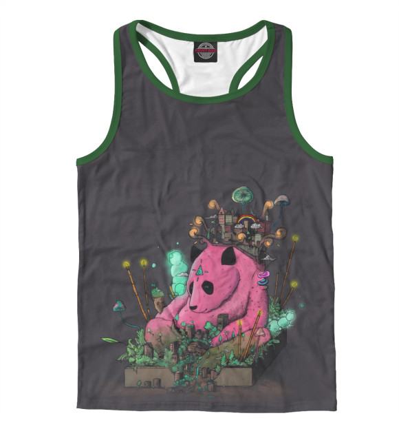 Мужская майка-борцовка с изображением Panda World цвета Белый