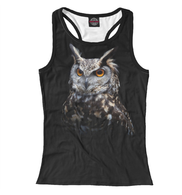 Женская майка-борцовка с изображением Сова цвета Белый