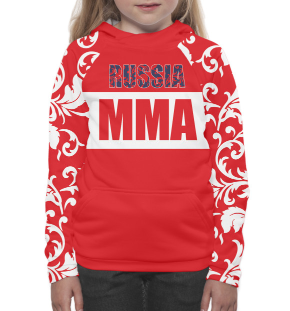 Худи для девочки с изображением MMA Russia цвета Белый