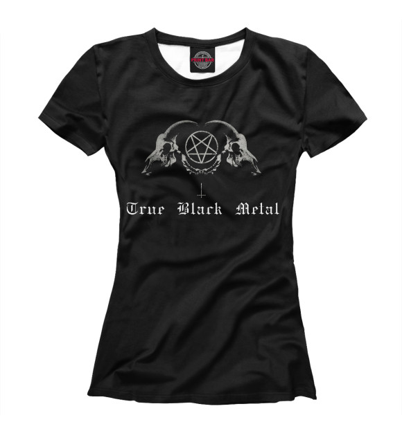 Футболка для девочек с изображением True black metal цвета Белый