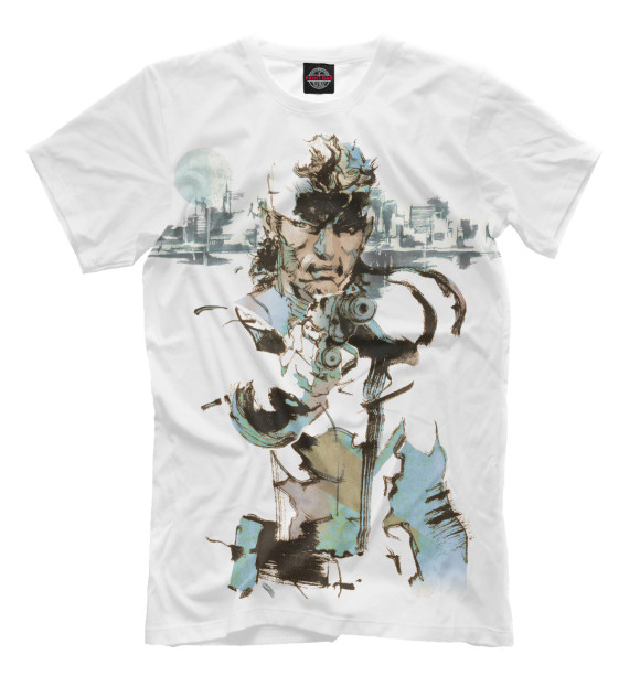 Мужская футболка с изображением Solid Snake цвета Молочно-белый