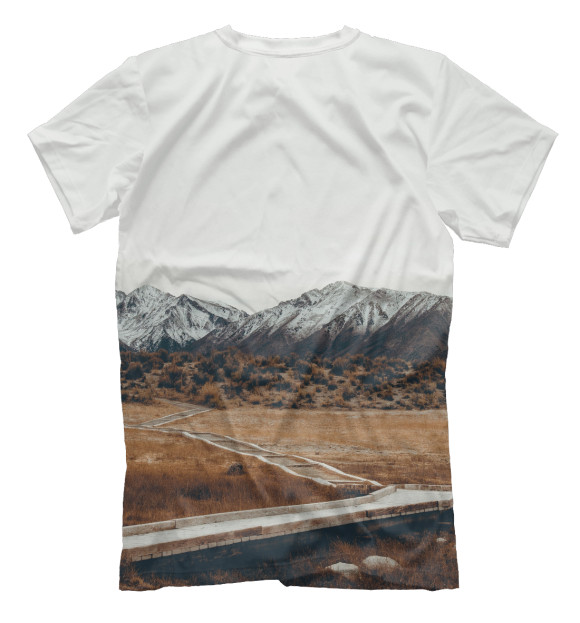 Мужская футболка с изображением Дорога в горы цвета Белый