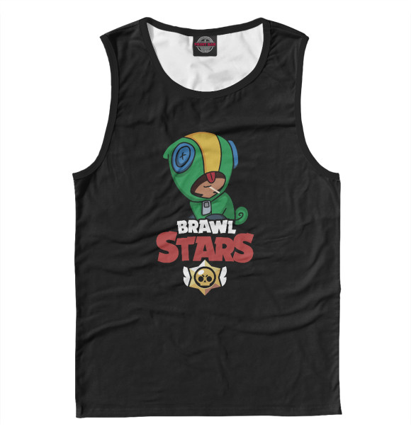Мужская майка с изображением Brawl Stars - Leon цвета Белый