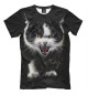 Мужская футболка Черно-белый атакующий кот