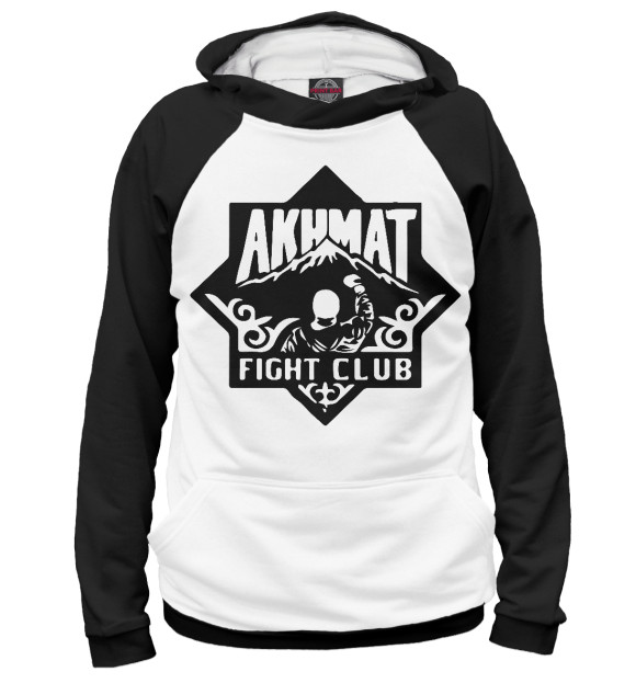 Мужское худи с изображением Akhmat Fight Club цвета Белый