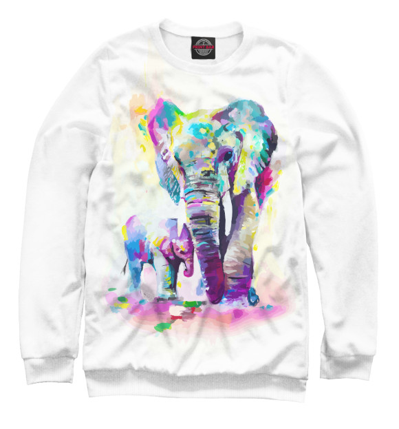 Мужской свитшот с изображением Слоны цвета Белый
