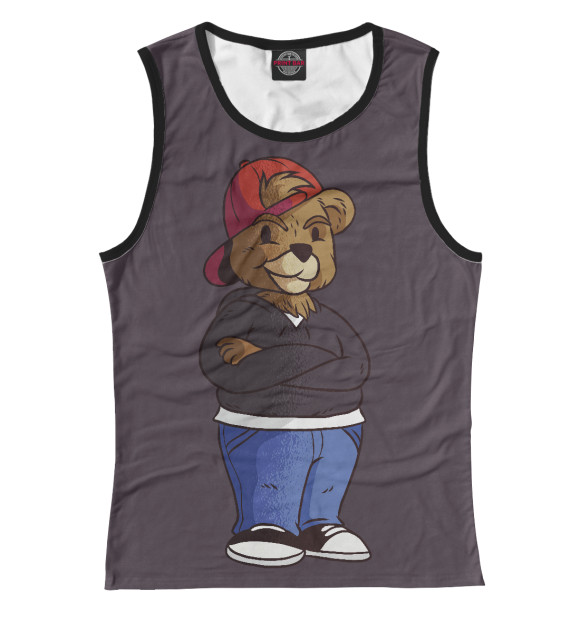 Майка для девочки с притом Медведь цвета Белый Майка для девочки с изображением Медведь цвета Белый