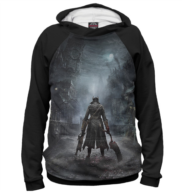 Мужское худи с притом Bloodborne цвета Белый Мужское худи с изображением Bloodborne цвета Белый