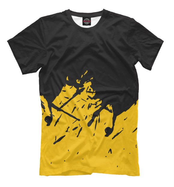 Мужская футболка с изображением Желтая краска цвета Черный