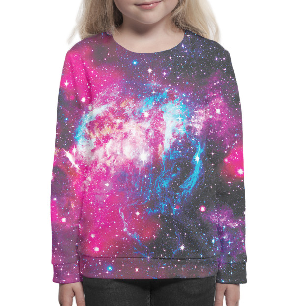 Свитшот для девочек с изображением Космос цвета Белый