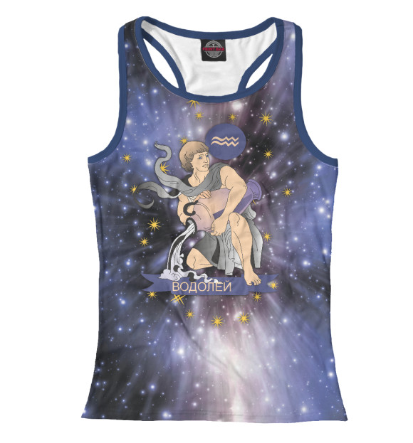 Женская майка-борцовка с изображением Знак Водолей цвета Белый