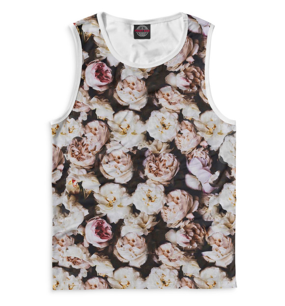 Мужская майка с притом Цветы цвета Белый Мужская майка с изображением Цветы цвета Белый