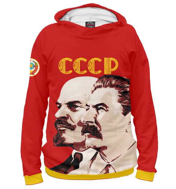 Мужское худи с изображением Ленин - Сталин цвета Белый