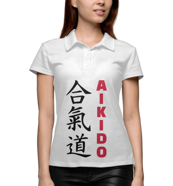Женское поло с изображением Aikido цвета Белый