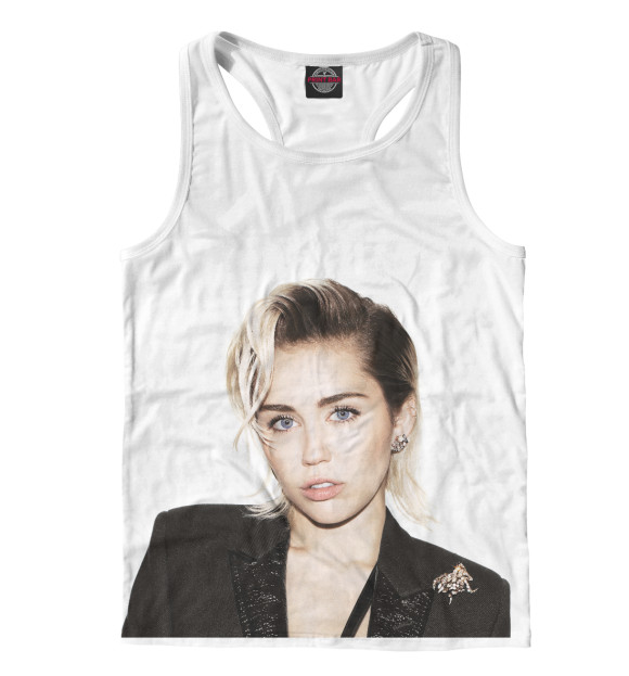 Мужская майка-борцовка с притом Miley Cyrus цвета Белый Мужская майка-борцовка с изображением Miley Cyrus цвета Белый