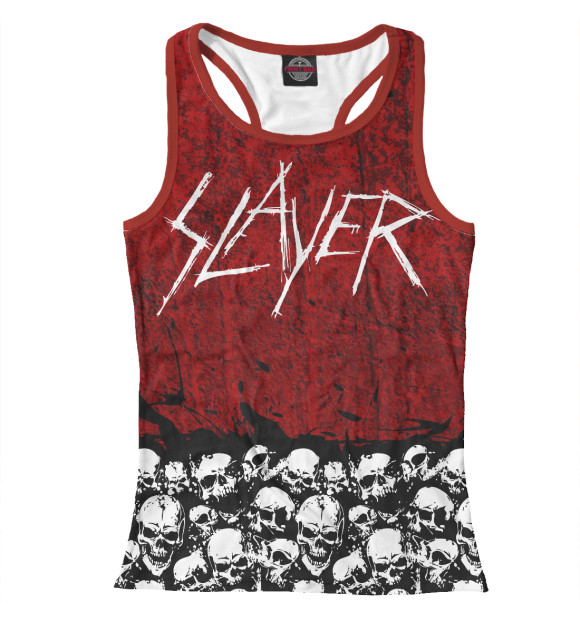 Женская майка-борцовка с притом Slayer Red цвета Белый Женская майка-борцовка с изображением Slayer Red цвета Белый