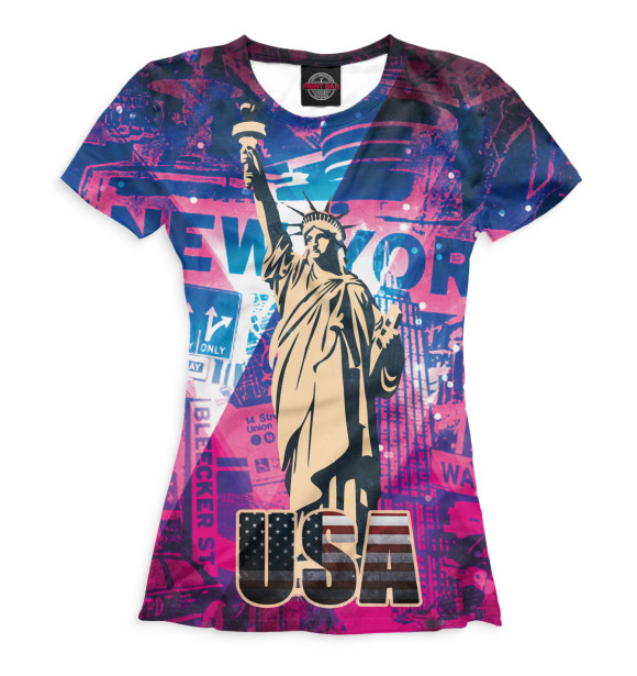 Женская футболка с изображением Статуя Свободы цвета Белый