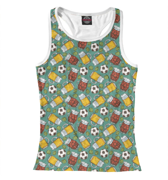 Женская майка-борцовка с изображением Пиво и футбол цвета Белый