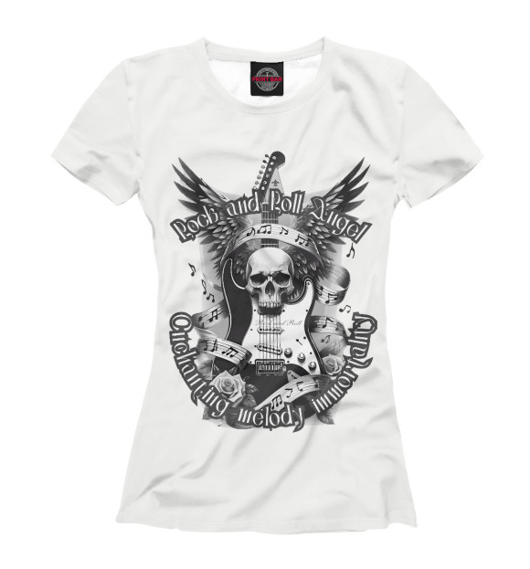 Женская футболка с изображением Rock and Roll Angel цвета Белый