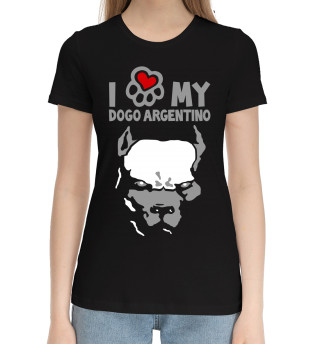 Хлопковая футболка для девочек I my dogo argentino