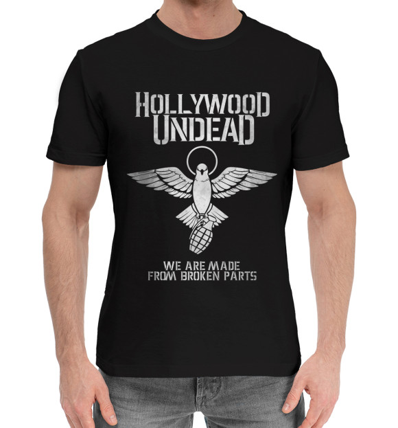 Мужская хлопковая футболка с изображением Hollywood Undead цвета Черный